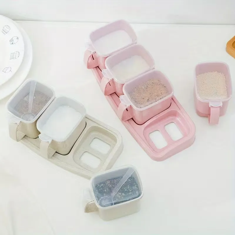 3-Compartment Spice Jar Set with Tray