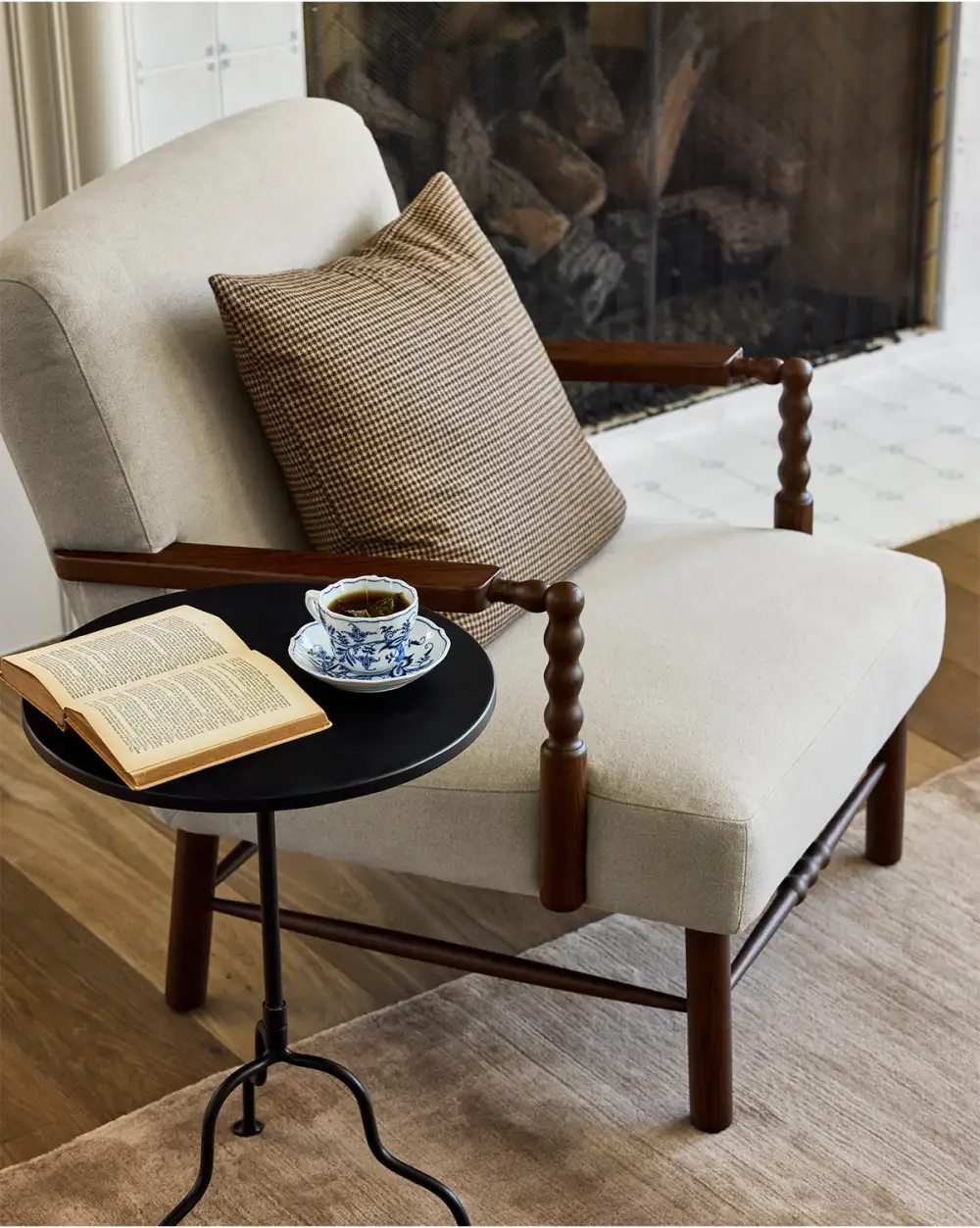 Upholstered Oak Lounge Chair