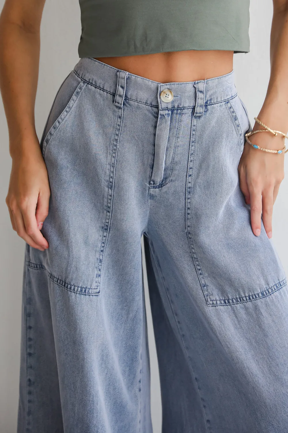 Denim Wide Leg Pants