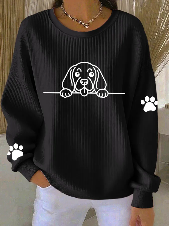 Women'S Dachshund Print Casual Sweatshirt