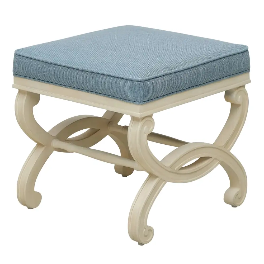 Textured Linen Ottoman