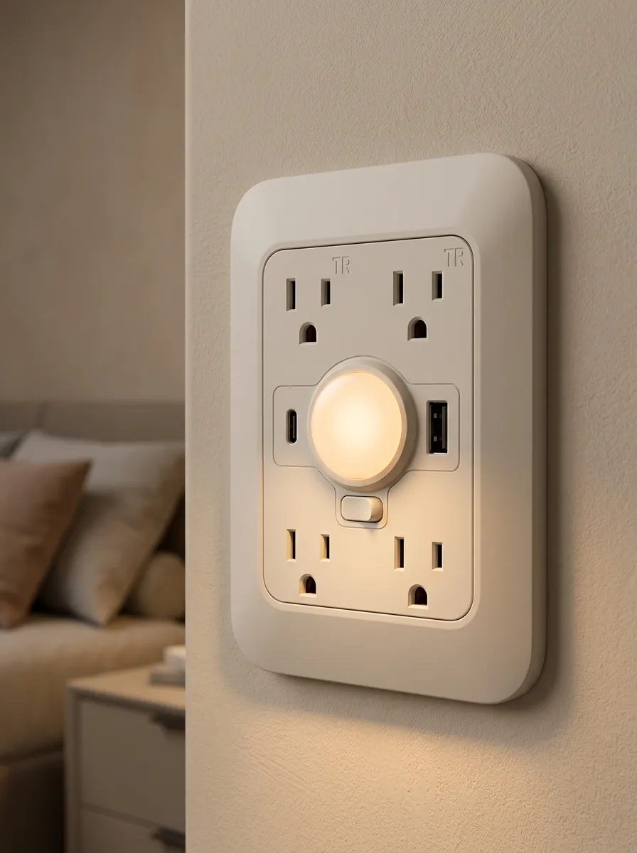 Home Bedroom USB Charging Warm Light Printed LED Outlet Cover