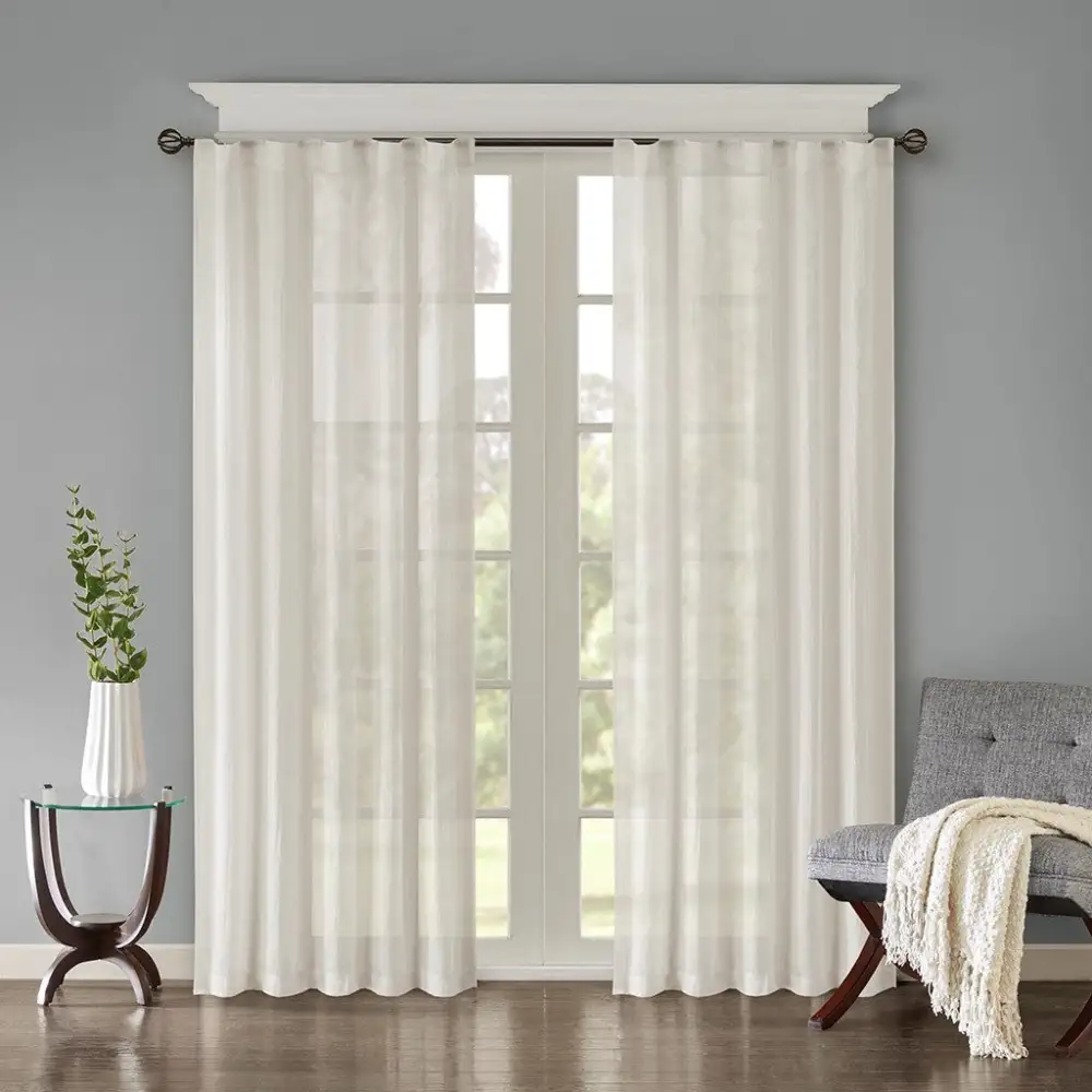 Refined Light Filtering Polyester Solid Back-Tab Curtain Panel Pair