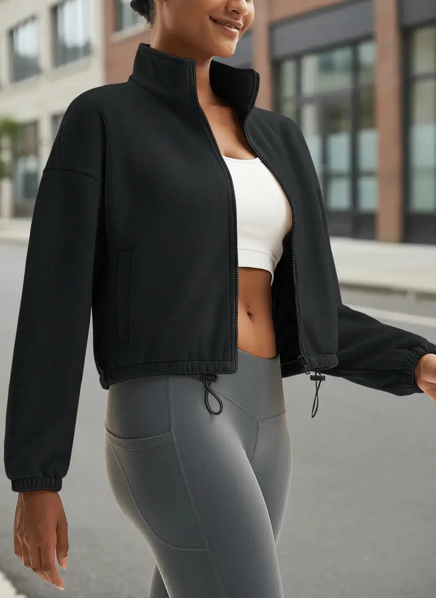 Cropped Fleece Collar Jacket