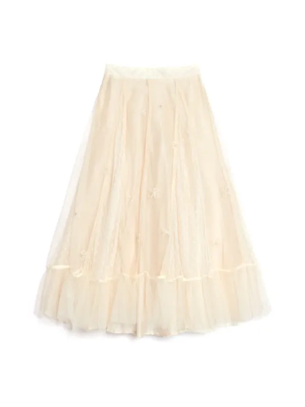 Tulle Ruffle Midi Skirt