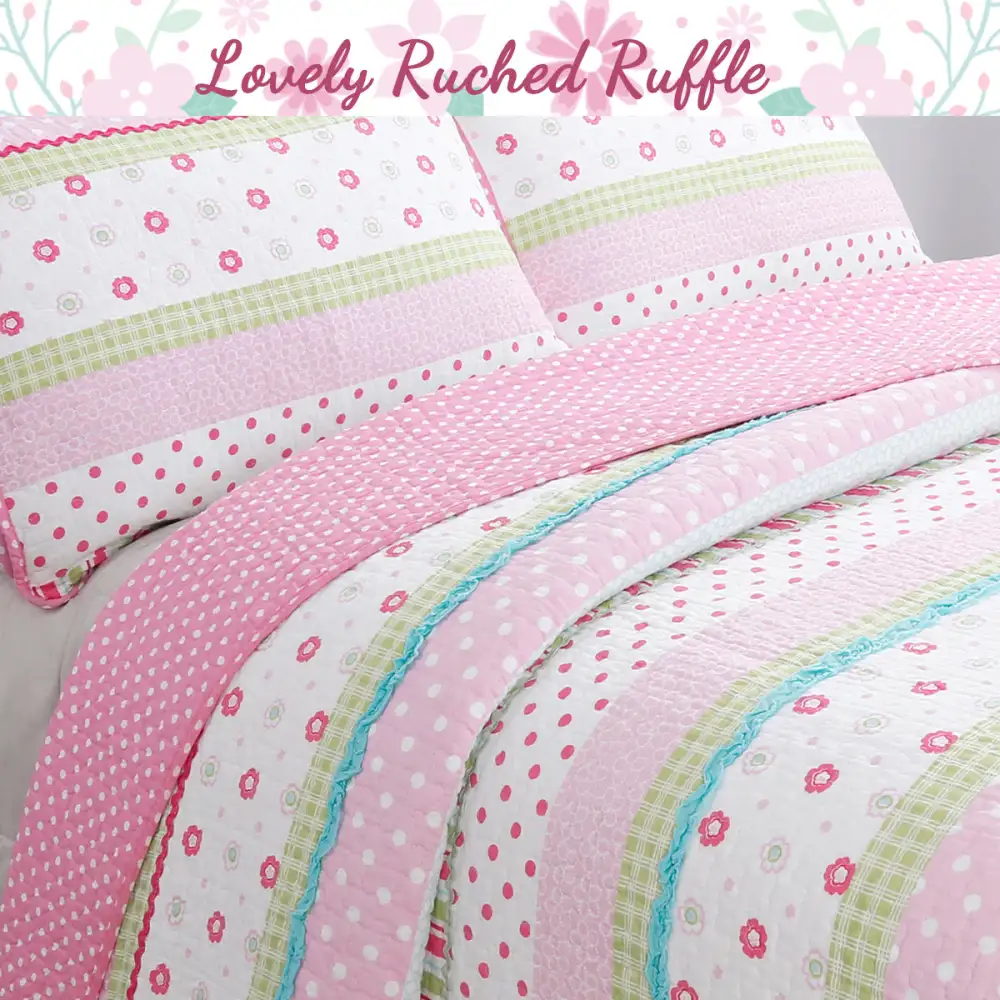 Cotton Floral Striped Patchwork Sheet Bedding Set
