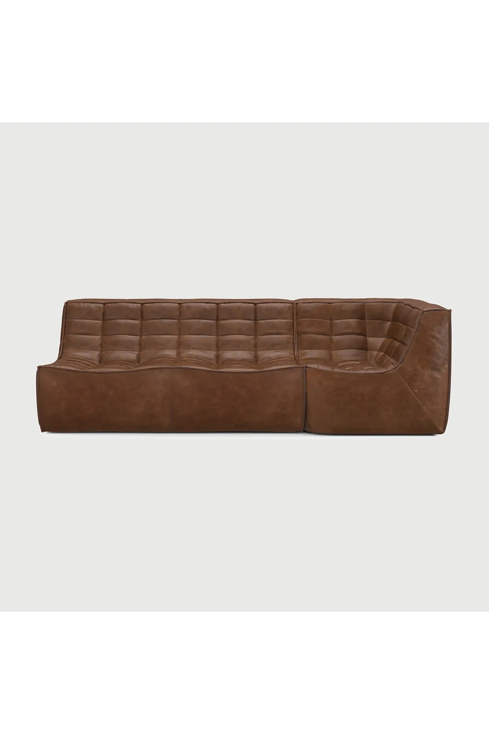 Textured Modular Leather Sofa