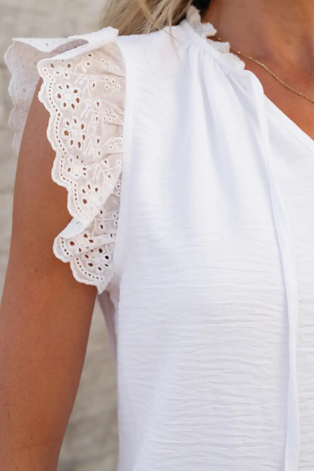 Embroidered Ruffled Textured Blouse