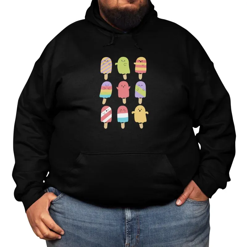 Men's Playful Cartoon Popsicle Print Hoodie