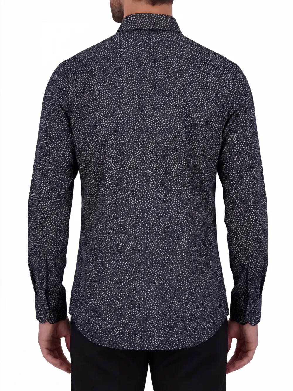Botanical-Print Motif-Print Four-Way-Stretch Men's Sport Shirt