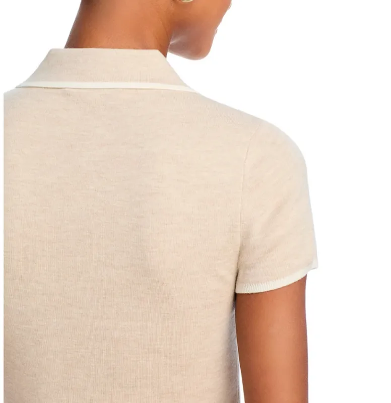 Wool Blend Collared Short Sleeve Sweater