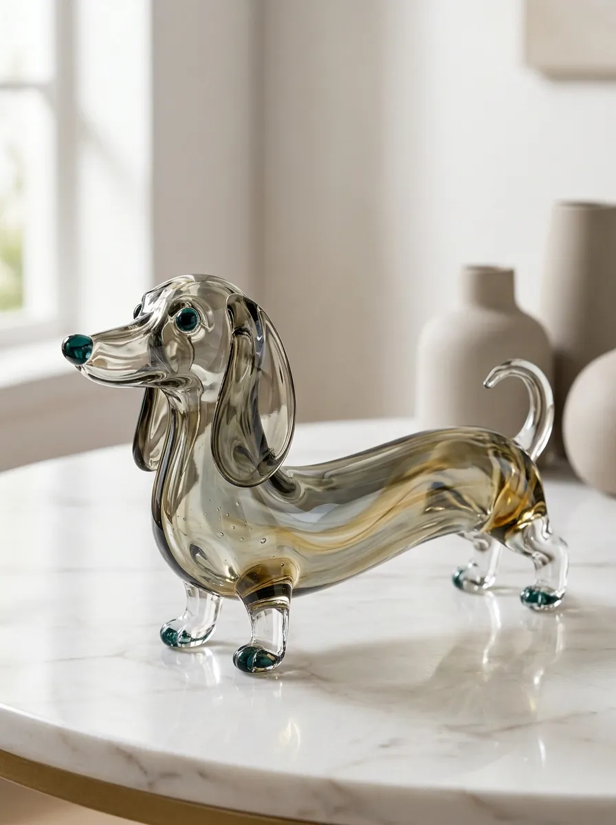 Handblown Style Dachshund Glass Sculpture