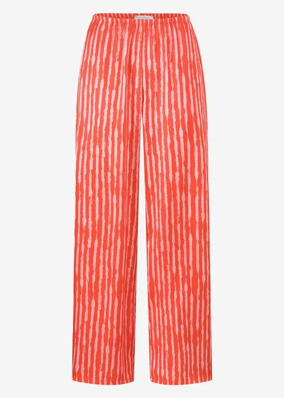 Orange Satin Striped Pants