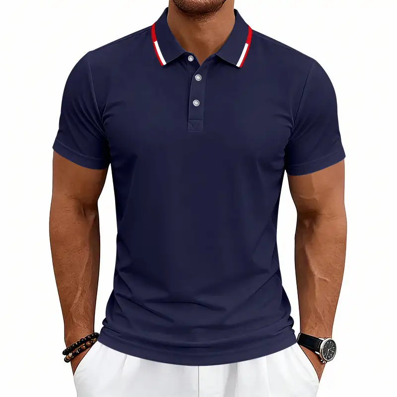 Pique Contrast Trim Short Sleeve Tailored Polo Shirt