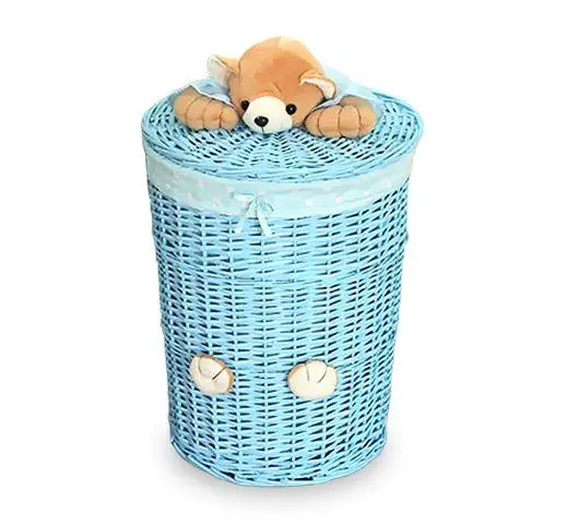 Practical Lidded Woven  Wicker Laundry Basket