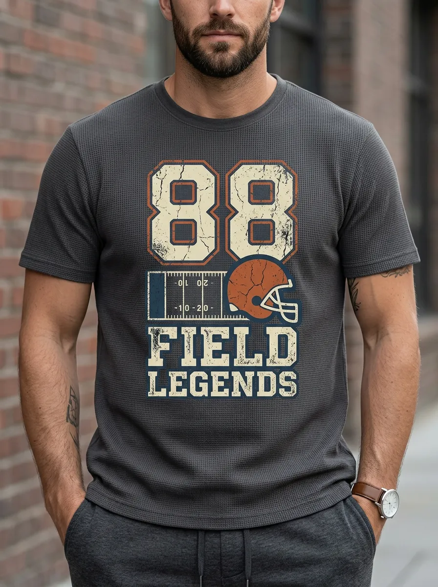 Men's Football 88 Field Legends Helmet Graphic Printed T-shirt