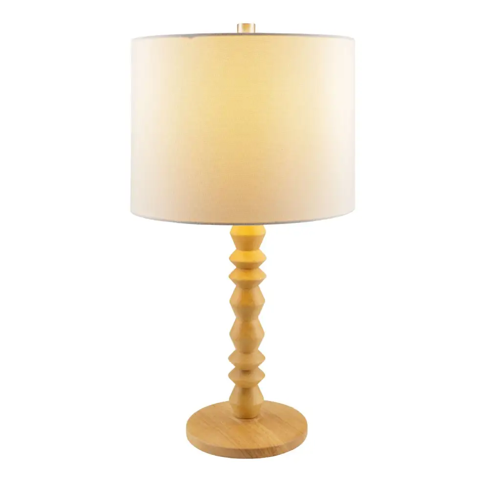 Wood Veneer Linen Table Lamp
