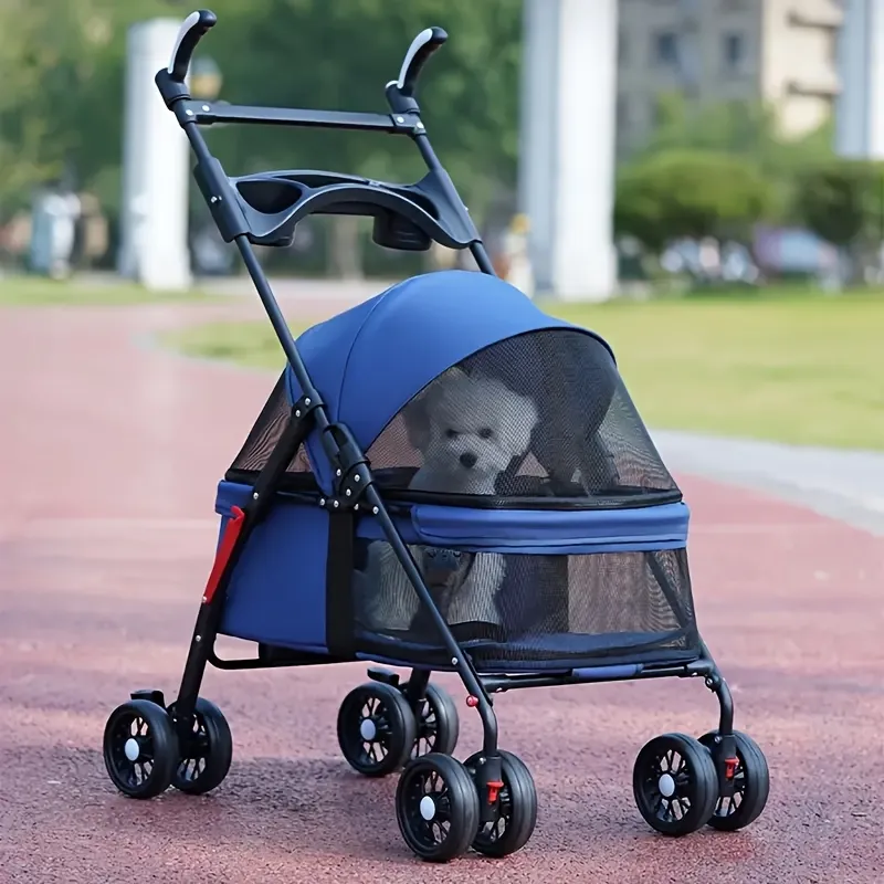 Foldable Pet Stroller for Small Cats & Dogs, Pet Accessory for Travel and Outdoor Use
