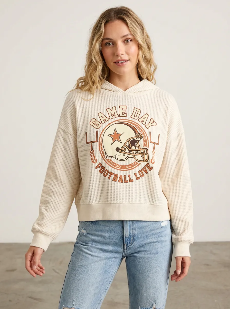 Football Graphic Casual Hoodie