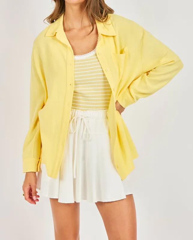 Yellow Linen Blend Relaxed Top
