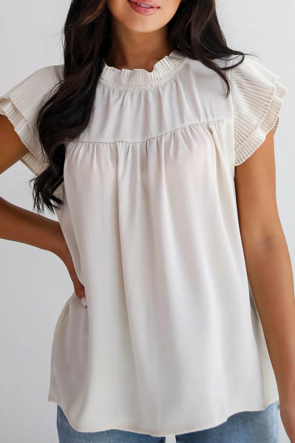Cream Ruffle Blouse