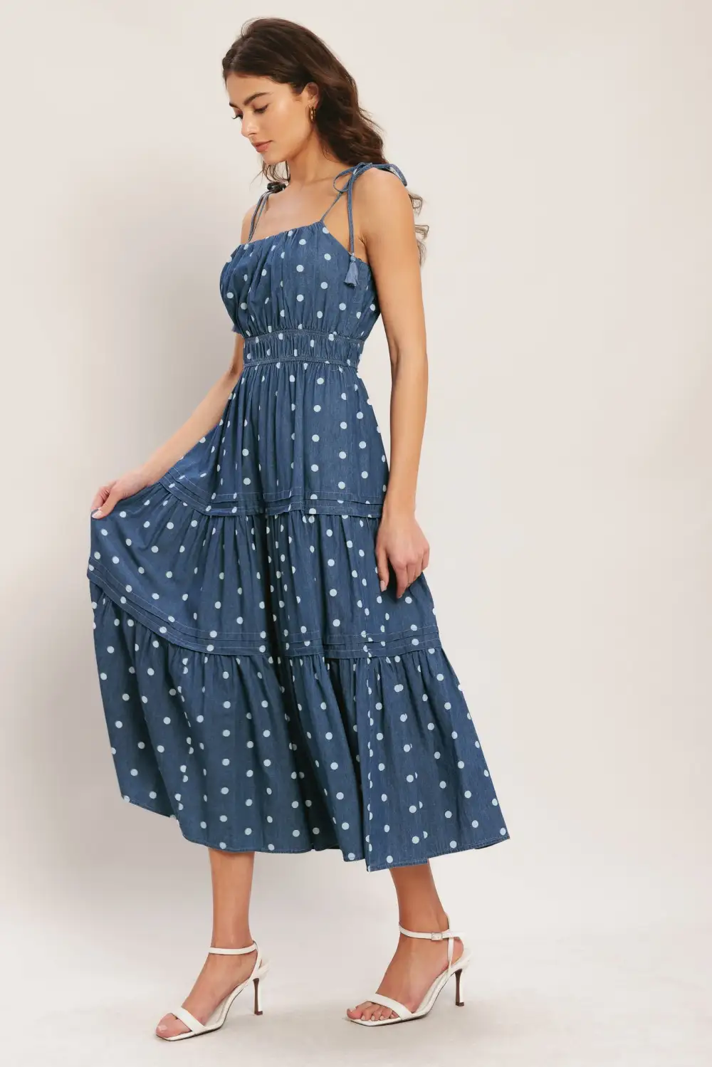 Denim Printed Midi Dress