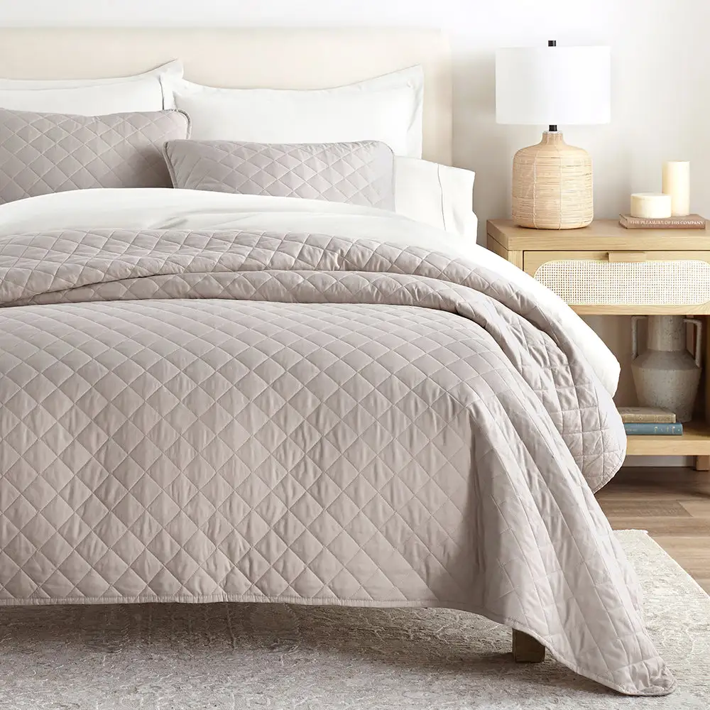 Diamond Stitch Quilted Coverlet Set