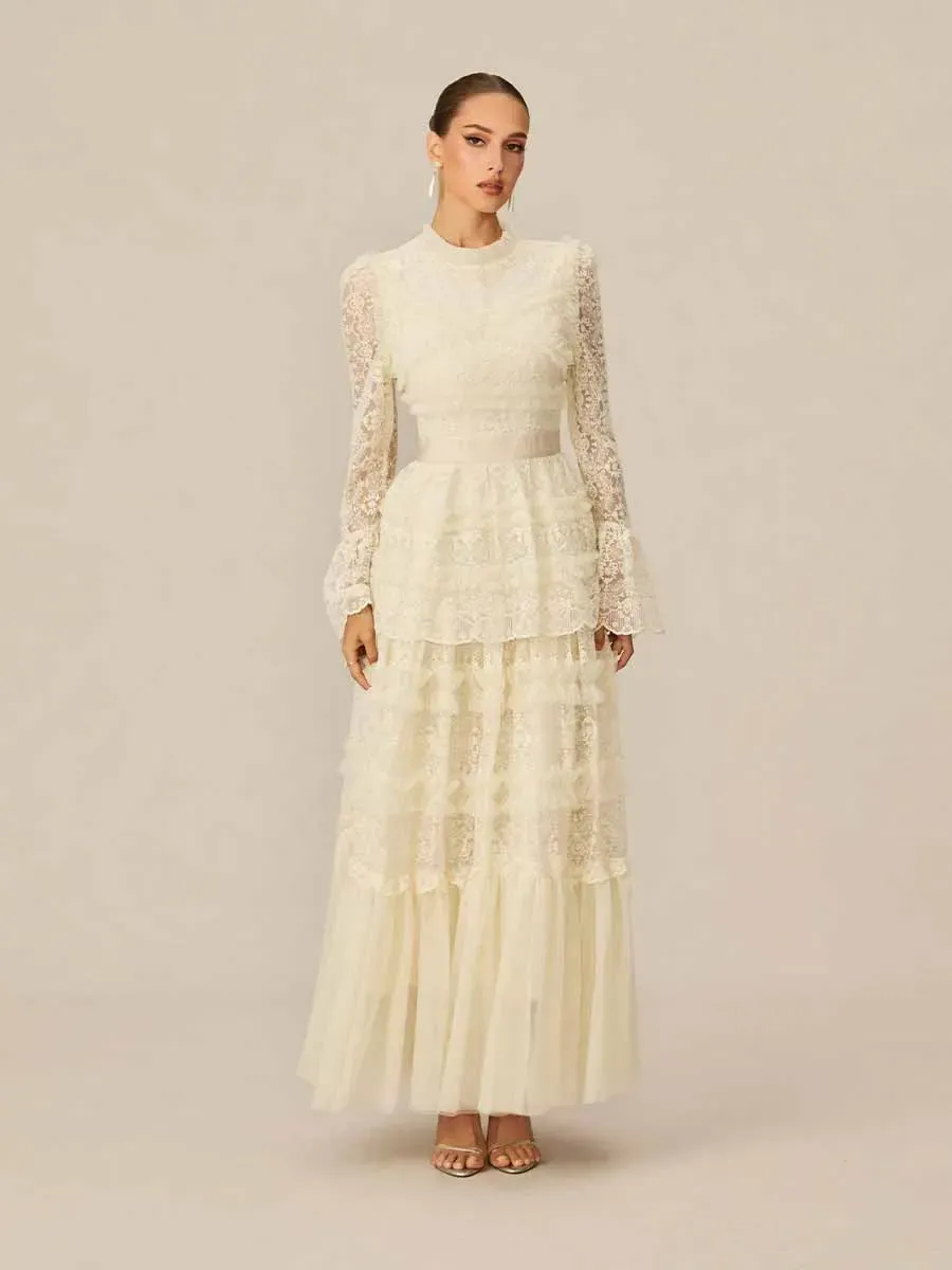 Anika Lace Tiered Maxi Dress