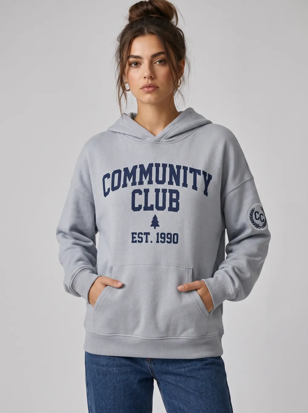 Women's Community Club Varsity Tree Printed Hoodie