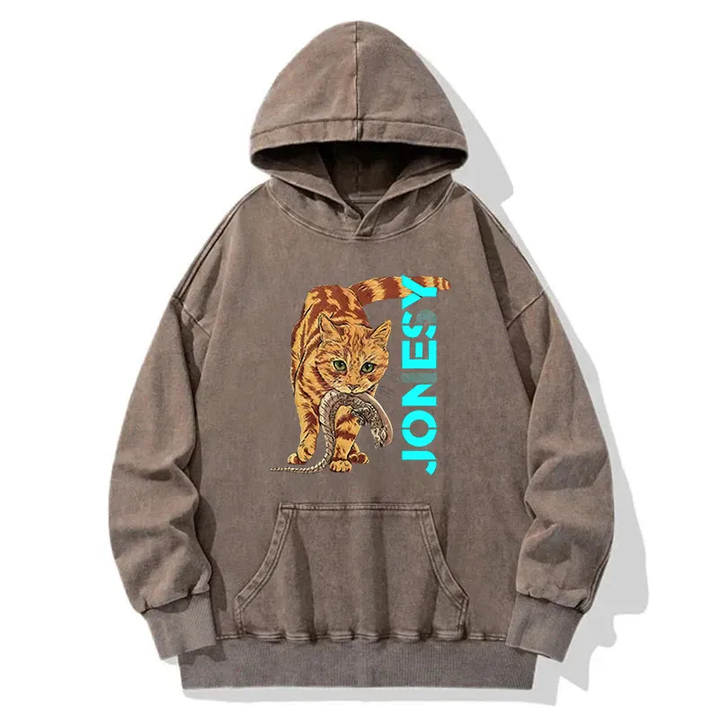 Cat Cames In Silence Washed Hoodie