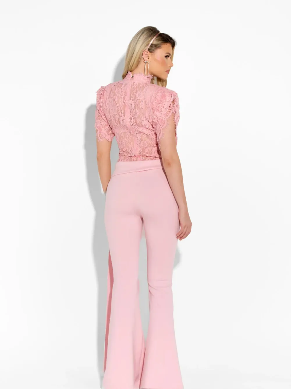 Rosalie Lace High Neck Top & Wide Leg Pants Set