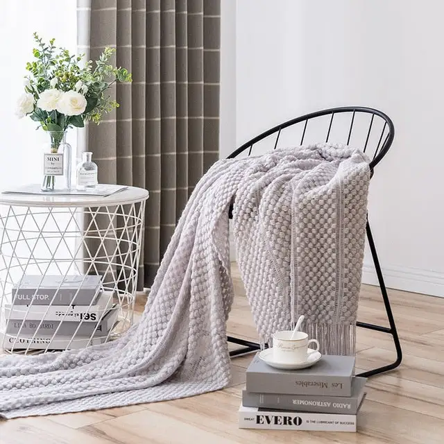 Textured Waffle Knit Throw Blanket