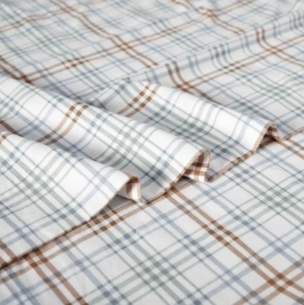 Cotton Flannel Plaid Farmhouse Sheet Bedding Set