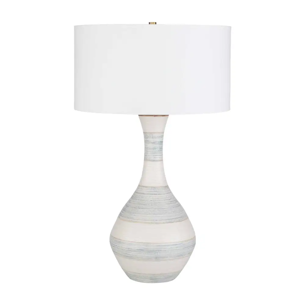 Striped Fluted Ceramic Metal Brass Table Lamp