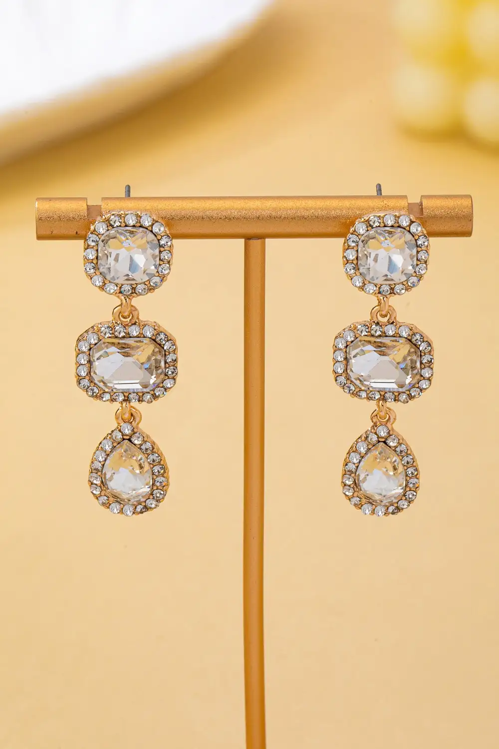 Triple Drop Pave Halo Crystal