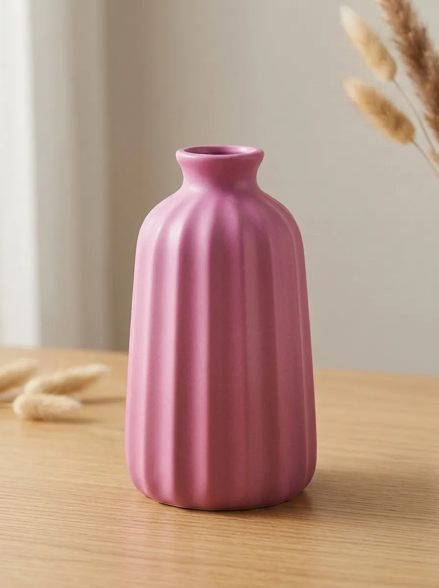 Inviting Minimalist Ribbed Ceramic Table Vase