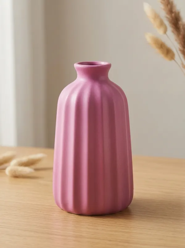 Inviting Minimalist Ribbed Ceramic Table Vase