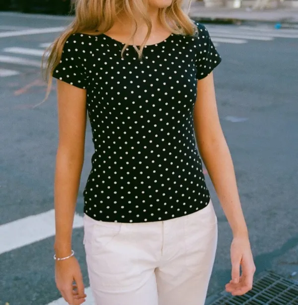 Soft Navy Polka Dot Top