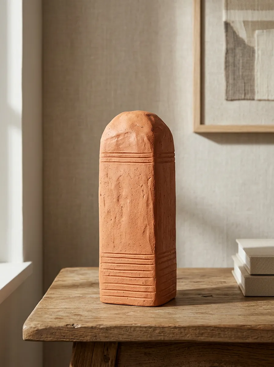 Minimalist Home Decor Terracotta Textured Geometric Printed Ornament