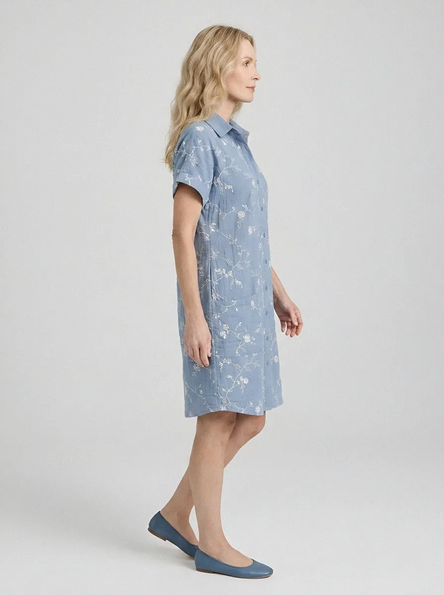 Women's Summer Vacation Floral Vine Printed Shirt Dress