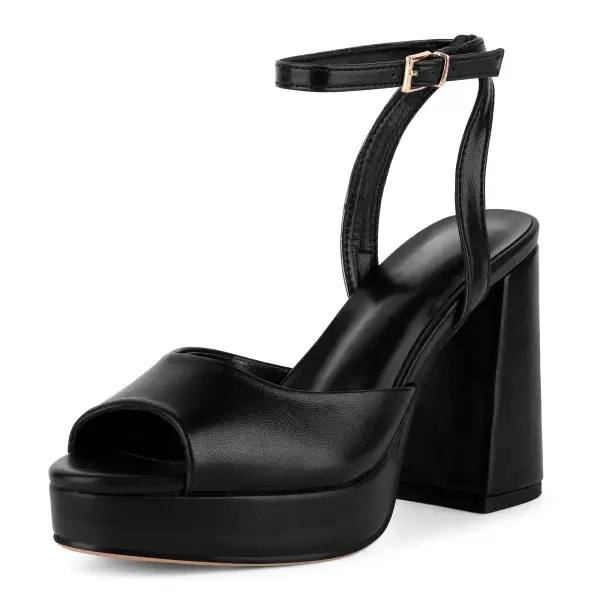 Platform Chunky Heel Ankle Strap Refined Sandals
