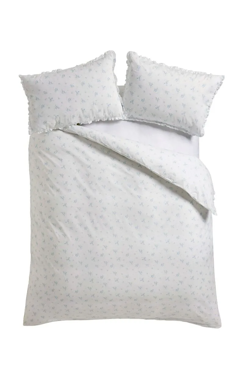 Ruffled Floral Linen Duvet Cover Set