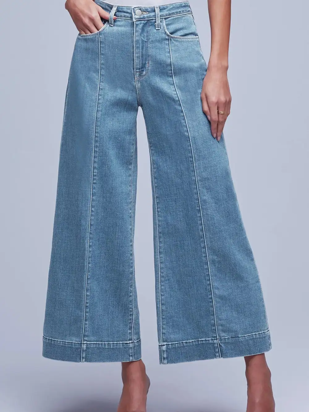 Flare Leg Seam Detail Denim Jeans