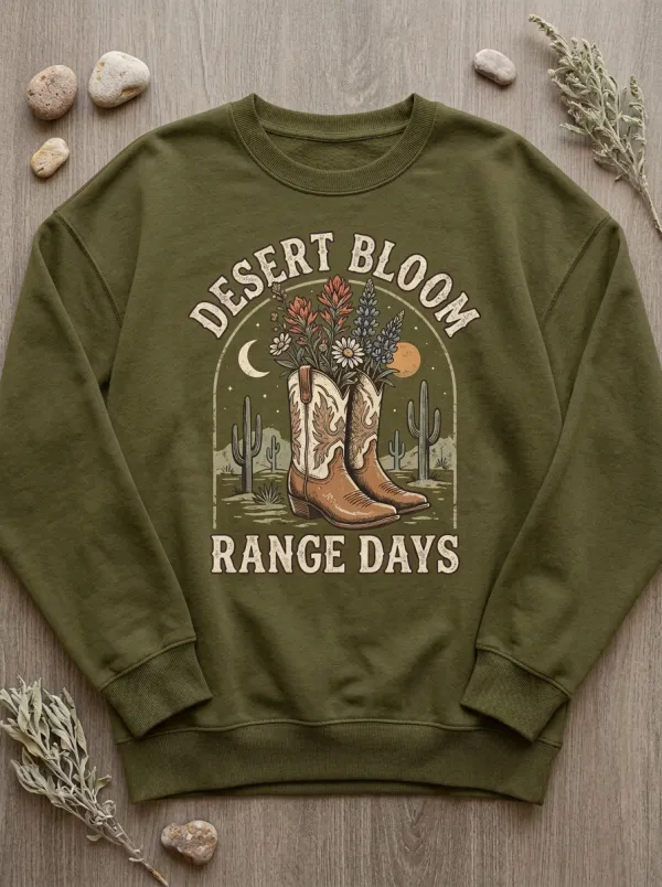 Women's Western Cowboy Boot Desert Bloom Printed Sweatshirt