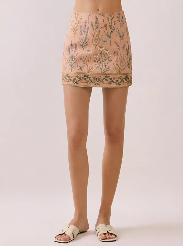 Women's Botanical Garden Butterfly Key Printed Mini Skirt