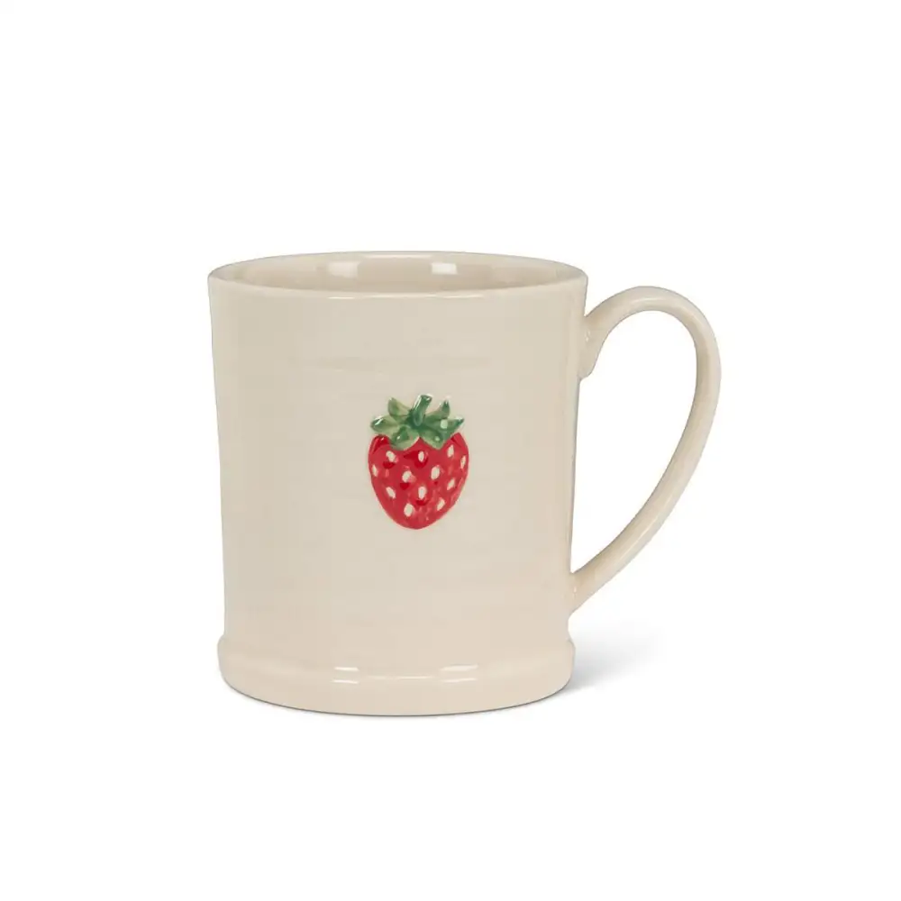 Strawberry Rimmed Stoneware Mug