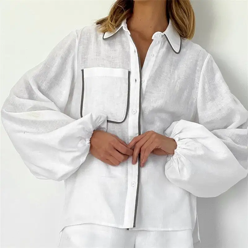 Long Sleeve Shirt Shorts Set