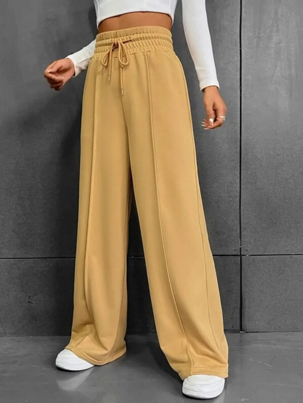 Wide Leg Drawstring Waist Pants