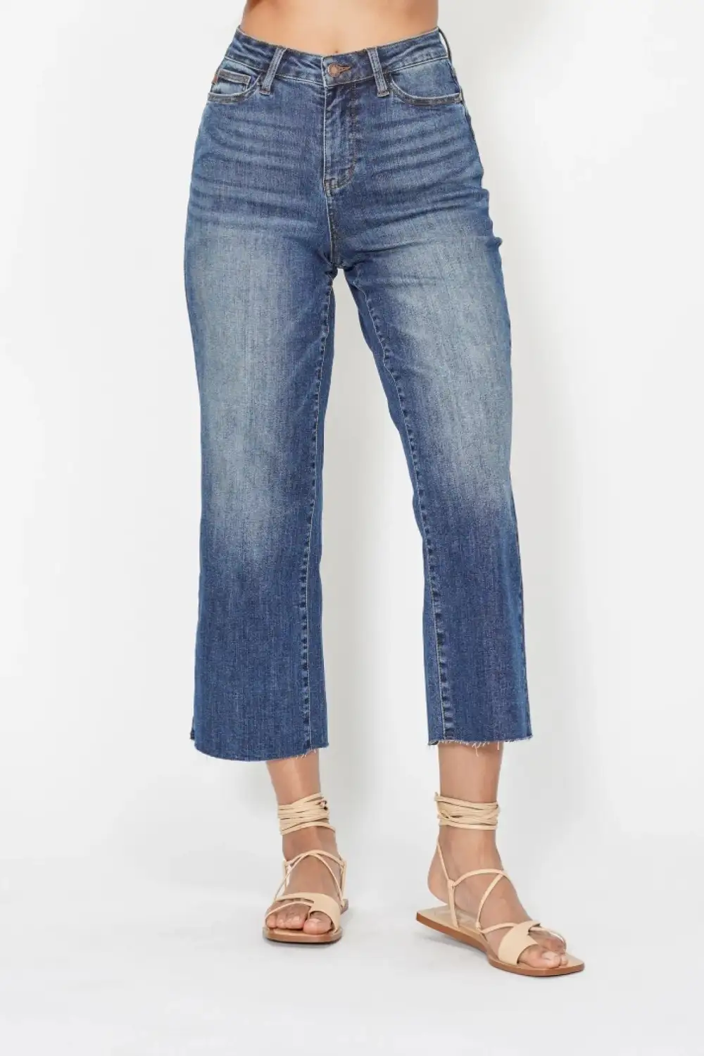 Polished High Waist Wide Leg Pocketed Denim Jeans