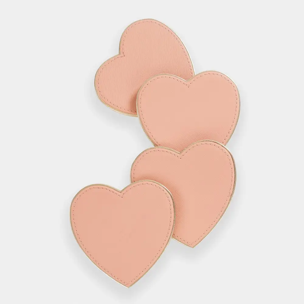 Pink Shaped Leather Coaster Set